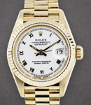 President 26mm in Yellow Gold with Fluted Bezel on President Bracelet with White Roman Dial