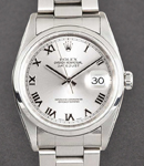 Datejust 36mm in Steel with Smooth Bezel on Oyster Bracelet with Silver Roman Dial