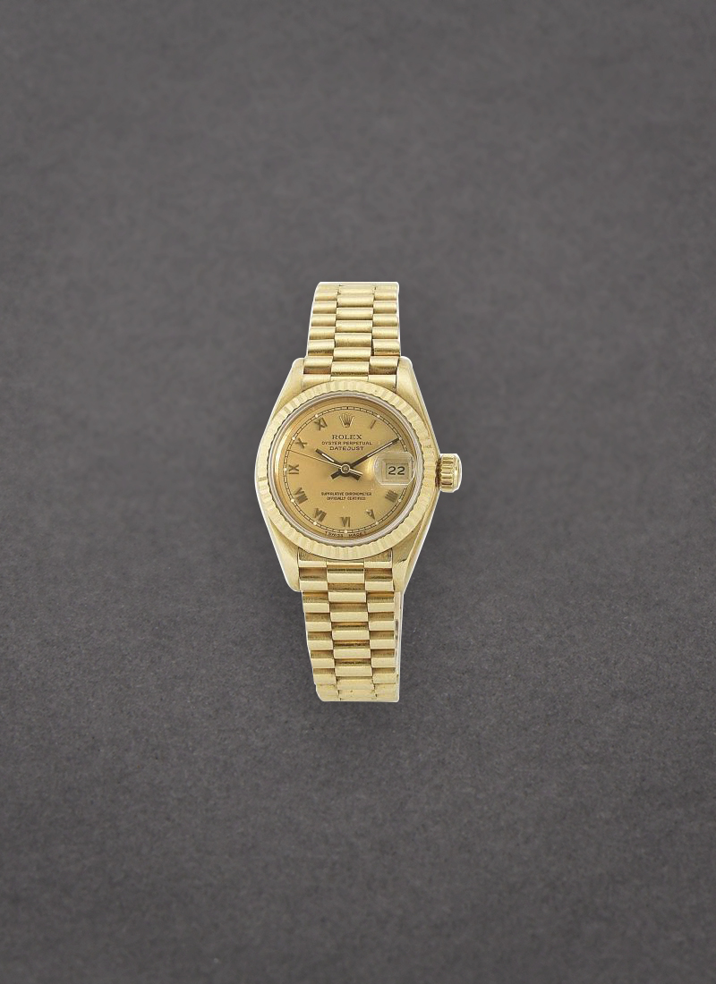 Pre-Owned Rolex Datejust Lady President in Yellow Gold with Fluted Bezel