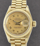 Datejust Lady President in Yellow Gold with Fluted Bezel on Yellow Gold President Bracelet with Champagne Roman Dial