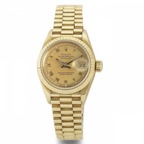 Pre-Owned Rolex Datejust Lady President in Yellow Gold with Fluted Bezel