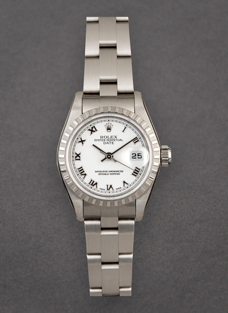 Pre-Owned Rolex Ladies Date 26mm in Steel with Engine Turn Bezel