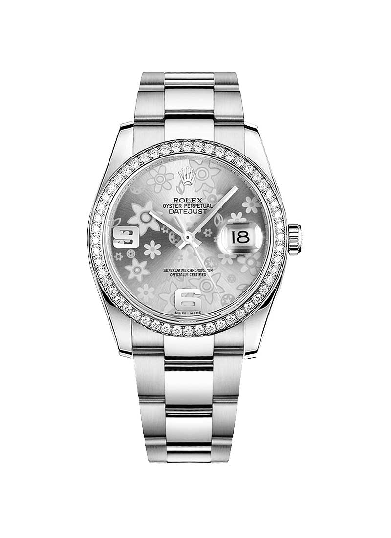 Pre-Owned Rolex Datejust 36mm in Steel with White Gold Diamond Bezel