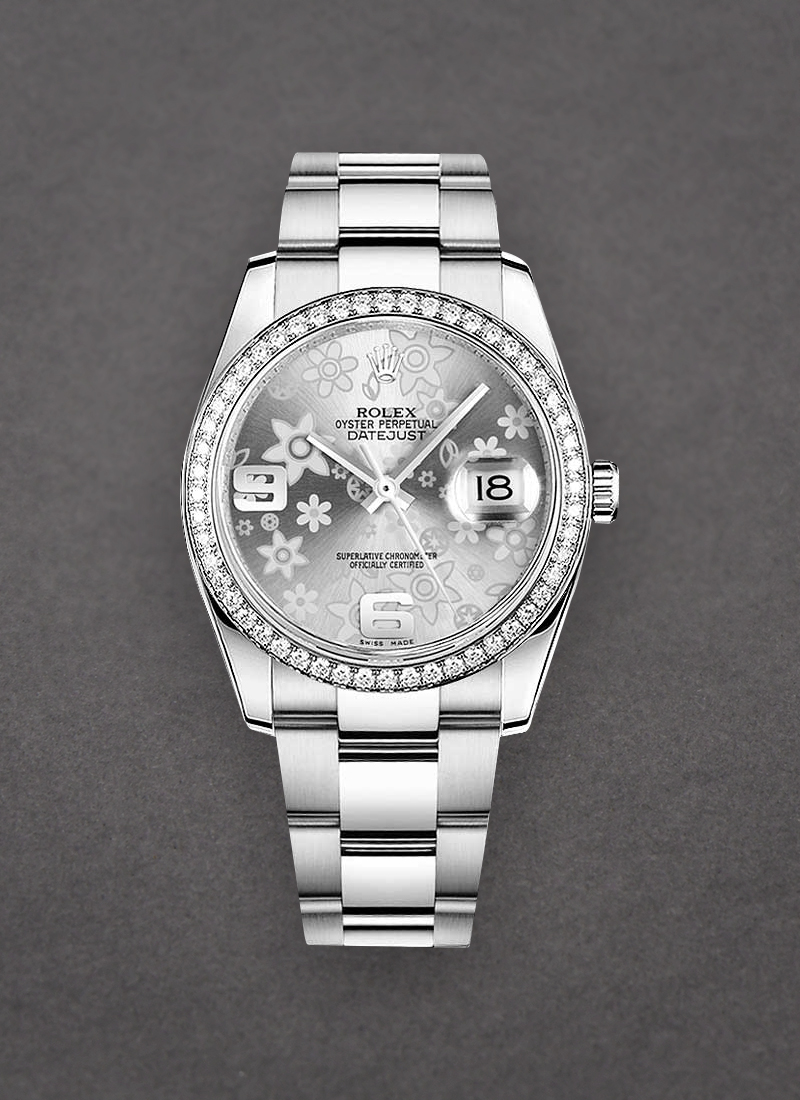 Pre-Owned Rolex Datejust 36mm in Steel with White Gold Diamond Bezel