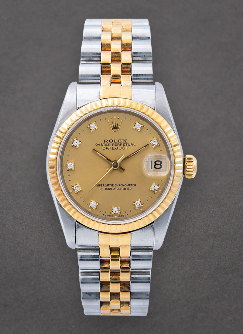 Pre-Owned Rolex Datejust - Mid Size - Steel with Yellow Gold Fluted Bezel - 31mm  