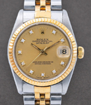 Datejust - Mid Size - Steel with Yellow Gold Fluted Bezel - 31mm   on Jubilee Bracelet with Champagne Diamond Dial