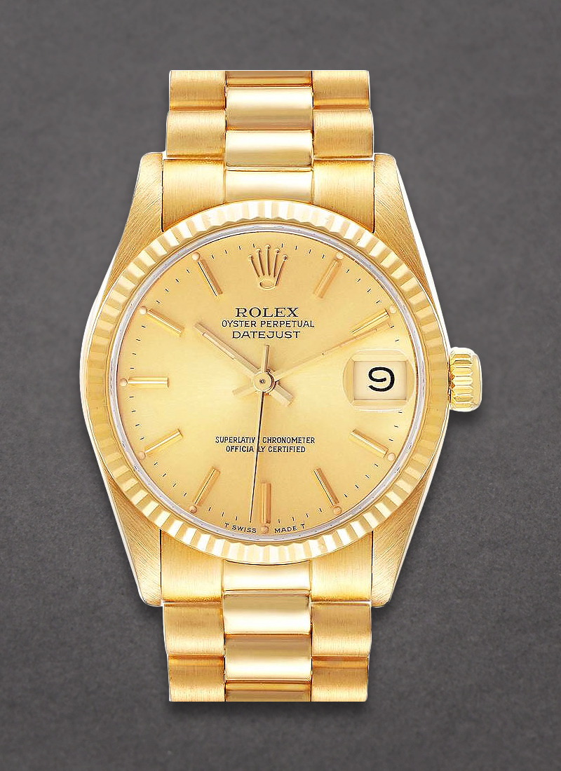 Pre-Owned Rolex Midsize  President 31mm Yellow Gold with Fluted Bezel