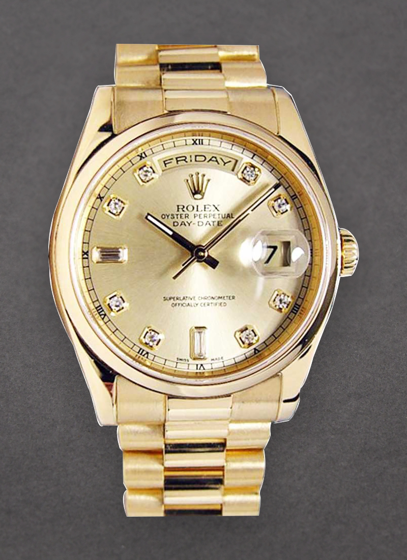 Pre-Owned Rolex Day Date 36mm President in Yellow Gold with Smooth Bezel