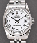 Datejust Mid Size in Steel with Smooth Bezel on Steel Jubilee Bracelet with White Roman Dial