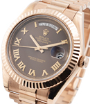 President Day-Date 41mm in Rose Gold Fluted Bezel on President Bracelet with Chocolate Roman Dial