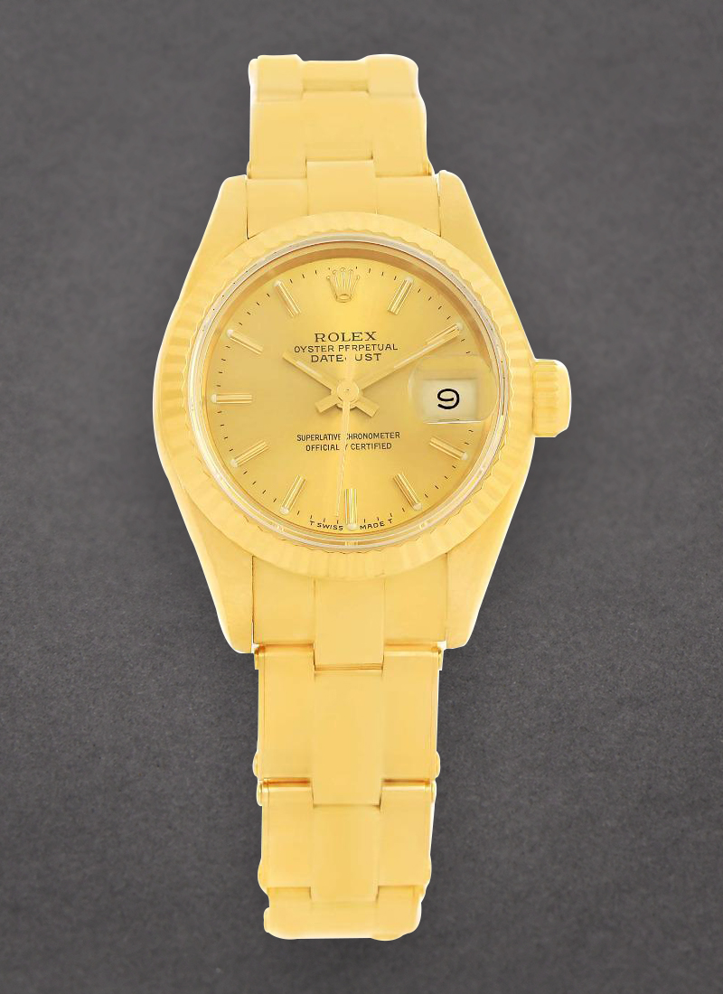 Pre-Owned Rolex Datejust Lady President in Yellow Gold with Fluted Bezel