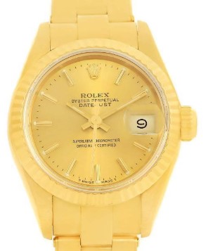Datejust Lady President in Yellow Gold with Fluted Bezel on  Oyster Bracelet with Champagne Stick Dial