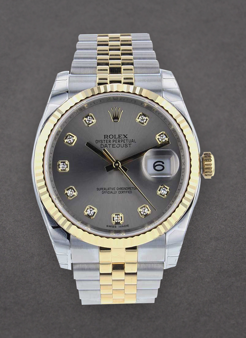 Pre-Owned Rolex Datejust 36mm in Steel with Yellow Gold Fluted Bezel