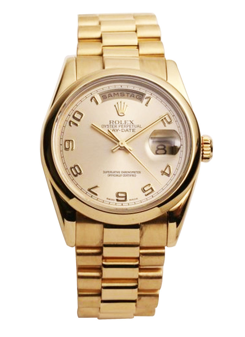 Pre-Owned Rolex Day-Date President in Yellow Gold Domed Bezel