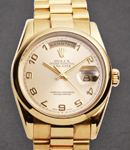 Day-Date President in Yellow Gold Domed Bezel on President Bracelet with Champagne Arabic Dial