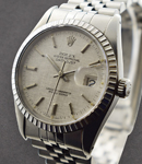 Datejust 36mm with White Gold Fluted Bezel on Jubilee Bracelet with Silver Linen Dial