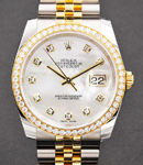 Datejust 36mm 2-Tone with Diamond Bezel on Jubilee Bracelet with MOP Diamond Dial