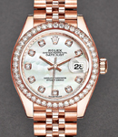 Datejust 28mm in Rose Gold with Diamond Bezel On Rose Gold Jubilee Bracelet with MOP Diamond Dial