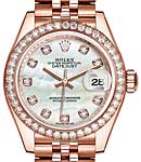 Datejust 28mm in Rose Gold with Diamond Bezel On Rose Gold Jubilee Bracelet with MOP Diamond Dial
