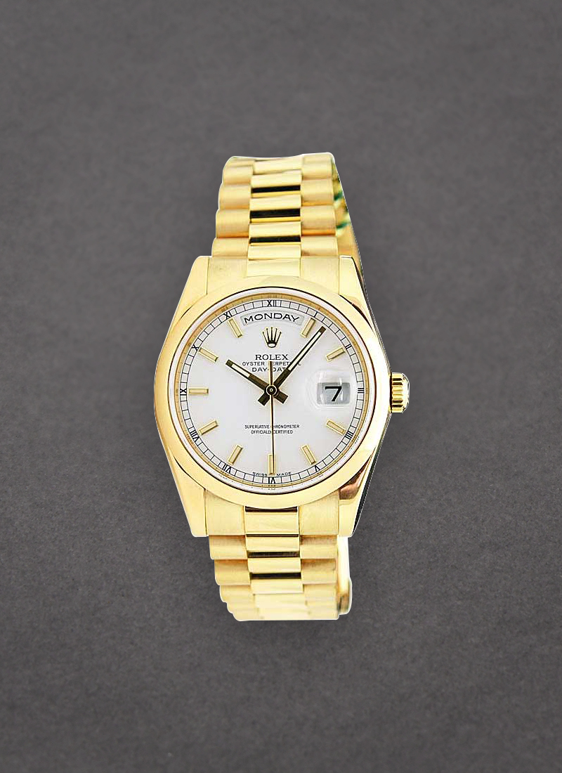 Pre-Owned Rolex Day-Date 36mm President in Yellow Gold with Smooth Bezel