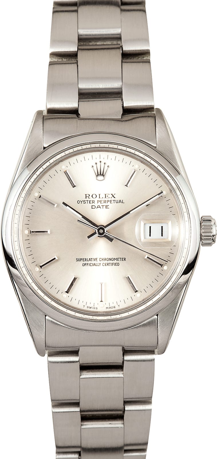 Pre-Owned Rolex Date Ref 1500 in Steel with Smooth Bezel
