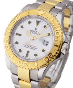 Yacht-Master 2-Tone Large Size with Yellow Gold Bezel on Oyster Bracelet with White Dial with Black Markers