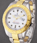 Yacht-Master 2-Tone Large Size with Yellow Gold Bezel on Oyster Bracelet with White Dial with Black Markers