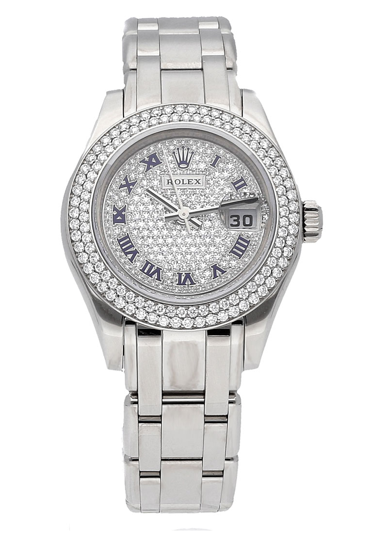 Pre-Owned Rolex Masterpiece Pearlmaster with White Gold 2 Row Diamond Bezel