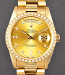 Day-Date 36mm President in Yellow Gold with Diamond Bezel on President Bracelet with Champagne Diamond Dial