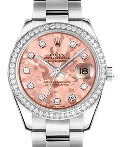 Datejust 26mm in Steel with Diamond Bezel on Steel Oyster Bracelet with Pink Crystal Diamonds Dial