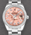 Datejust 26mm in Steel with Diamond Bezel on Steel Oyster Bracelet with Pink Crystal Diamonds Dial