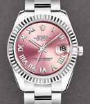 Datejust Oyster Perpetual 26mm in Steel with Fluted Bezel on Steel Oyster Bracelet with Pink Roman Dial