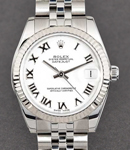 Datejust - 31mm in Steel with White Gold Fluted Bezel on Jubilee Bracelet with White Roman Dial