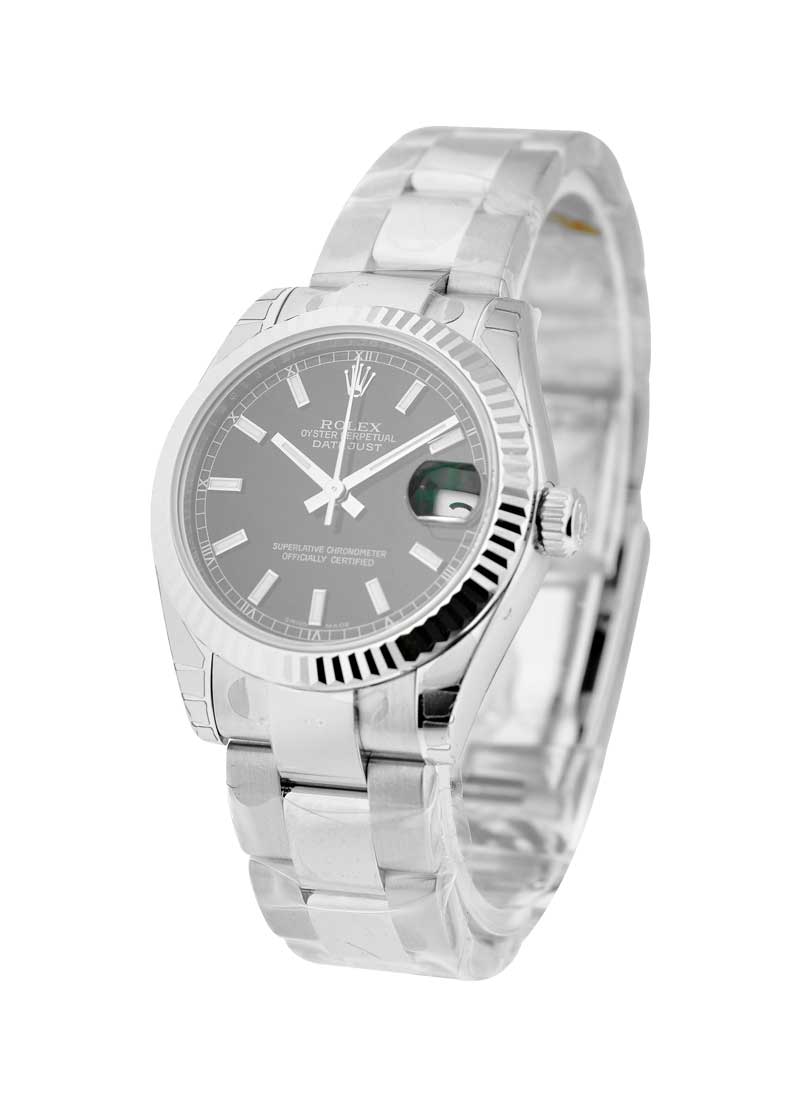 Pre-Owned Rolex Datejust Midsize 31mm in Steel with White Gold Fluted Bezel