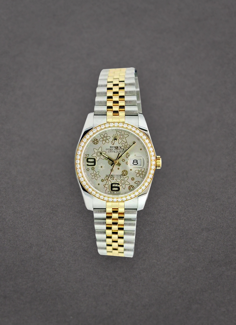 Pre-Owned Rolex Datejust 36mm in Steel with Yellow Gold Diamond Bezel