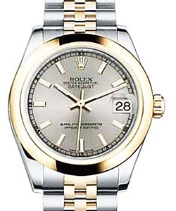 DateJust - 31mm - Steel and Yellow Gold - Domed Bezel on 2- Tone Jubilee Bracelet with Silver Index Dial