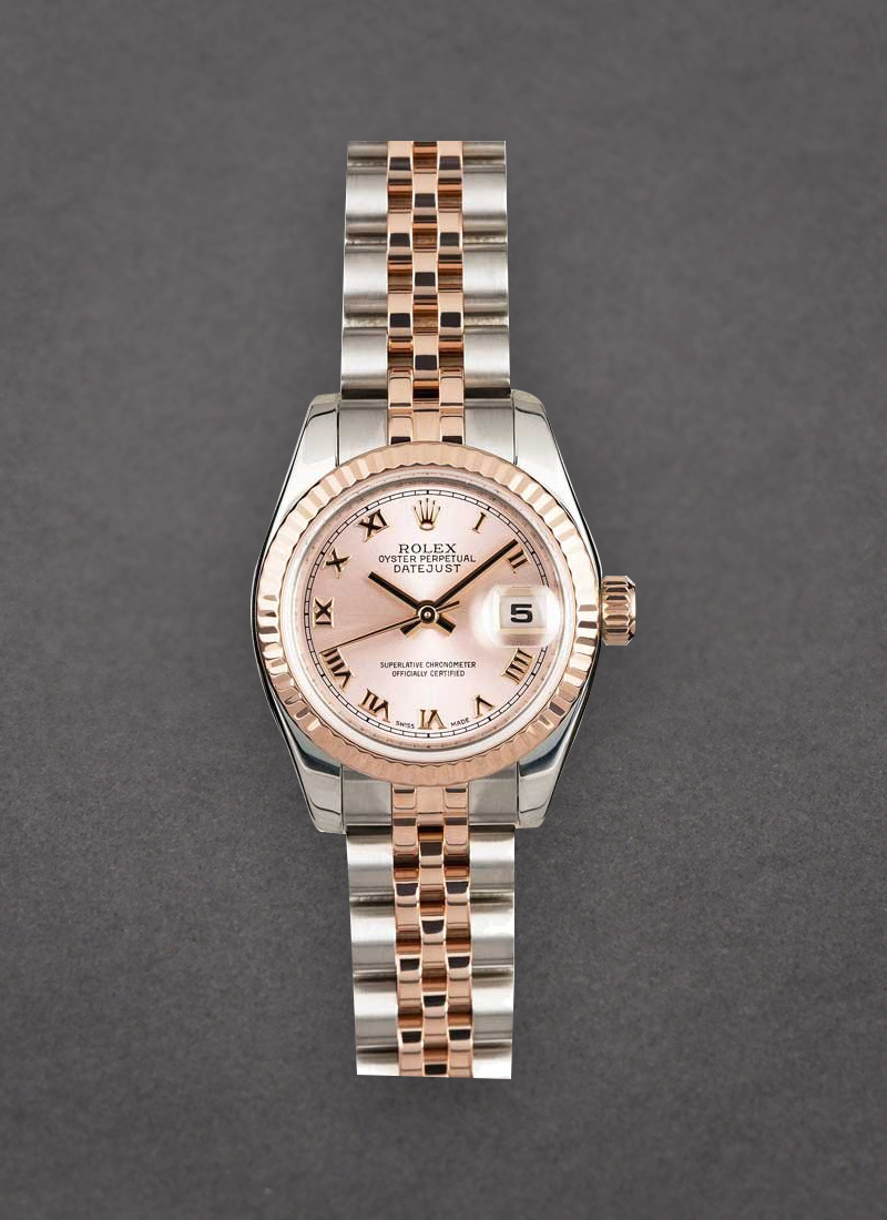 Pre-Owned Rolex DateJust 26mm in Steel with Rose Gold Fluted Bezel