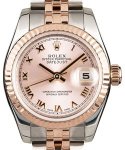 DateJust 26mm in Steel with Rose Gold Fluted Bezel on 2-Tone Jubilee Bracelet with Rose Roman Dial