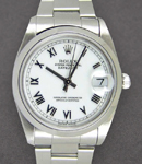 Datejust Midsize 31mm in Steel with Smooth Bezel on Bracelet with White Roman Dial