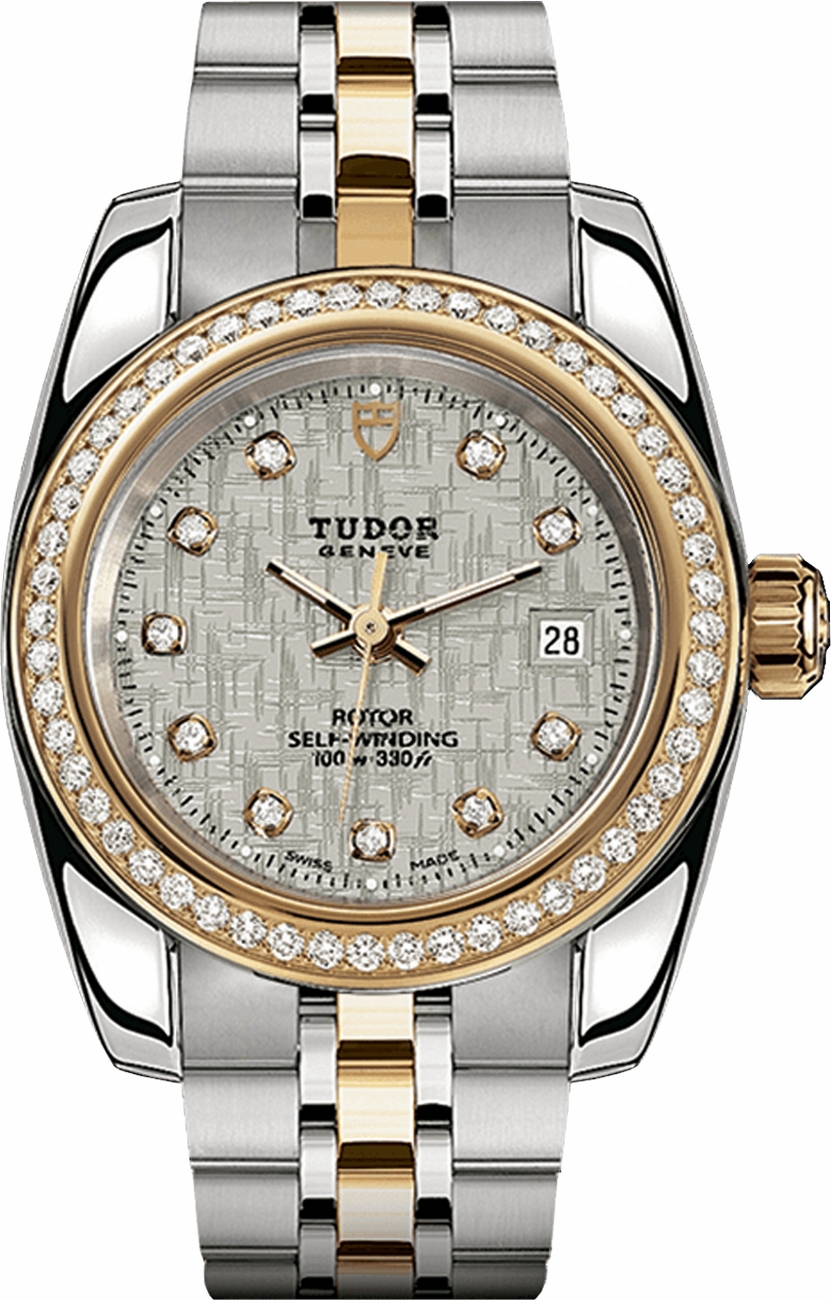 Tudor Classic Date 28mm Automatic in Steel with Yellow Diamond Bezel