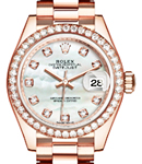 Datejust 28mm Automatic in Rose Gold with Diamond Bezel On Rose Gold President Bracelet with MOP White Diamond Dial