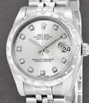 Datejust 31mm Automatic in Steel with White Gold 24 Diamonds Domed Bezel on Steel Jubilee Bracelet with Silver Diamond Dial