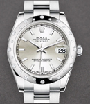 Datejust 31mm Automatic in Steel with 24 Diamond Domed Bezel on Steel Oyster Bracelet with Silver Index Dial