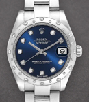 Datejust 31mm Automatic in Steel with 24 Diamond Domed Bezel on Steel Oyster Bracelet with Blue Diamond Dial
