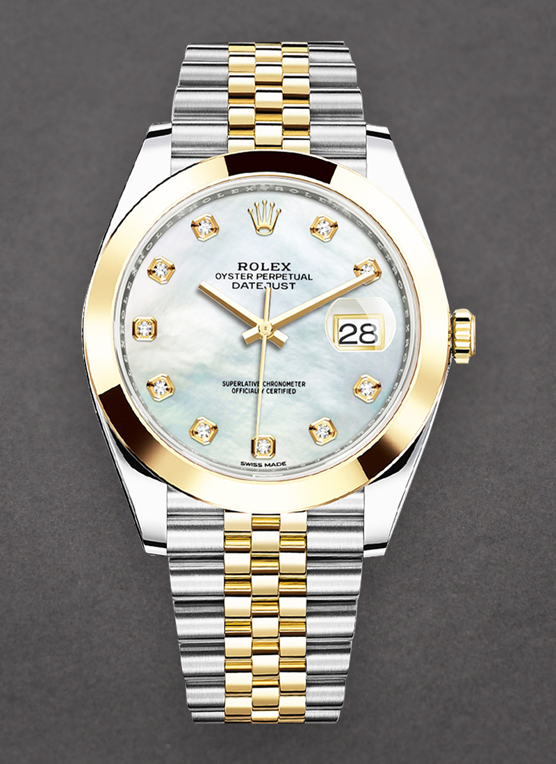 Rolex Unworn Datejust 41mm Automatic in Steel with Yellow Gold Domed Bezel