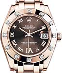 Masterpiece Midsize 34mm with 12 Diamond Bezel on Pearlmaster Bracelet with Chocolate Roman Dial
