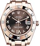 Masterpiece Midsize 34mm with 12 Diamond Bezel on Pearlmaster Bracelet with Chocolate Roman Dial
