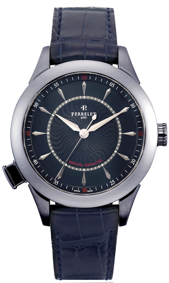 Classic 5-Minute Repeater Men's Automatic in Stainless Steel on Blue Crocodile Leather Strap with Blue/Grey Dial