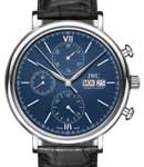 Portofino Chronograph in Steel on Black Alligator Leather Strap with Blue Dial