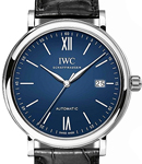 Portofino Automatic 40mm in Steel on Black Alligator Leather Strap with Blue Dial